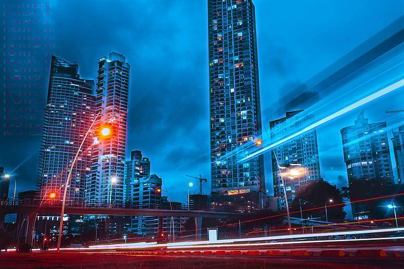 Auf diesem Bild ist ein Zeitrafferbild von der Stadt Panama-City zu sehen